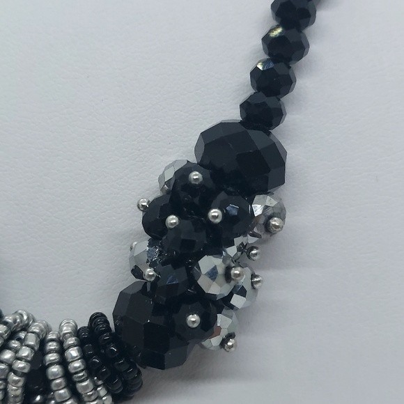 Black glass bead tassel necklace‎ - Picture 2 of 5